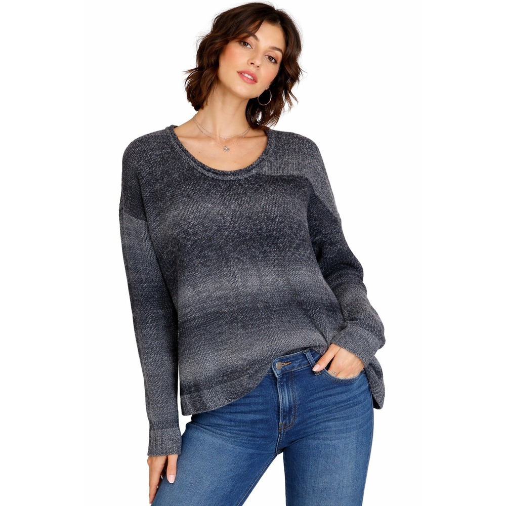 James Perse 1 Ombre Knit Sweater‎ Womens Grey Excellent Scoop Neck WPT3606